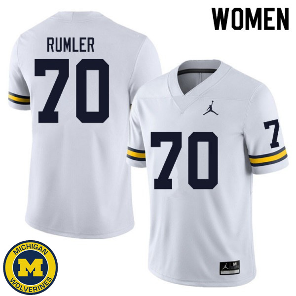 Women Michigan Wolverines #70 Nolan Rumler White Alumni Football Jersey